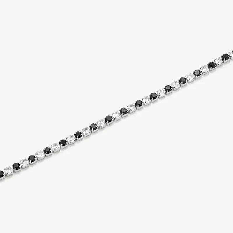 Pulseira Riviere Prateada Preta e Branca FREEDOM Homem RADIANT Joias
