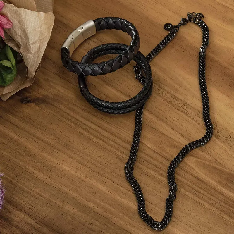 Pulseira Pele Preta NATURE Homem RADIANT Joias