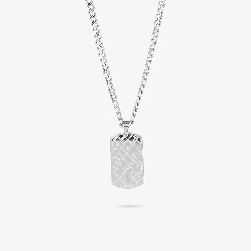 Colar Placa Prateada PLATE Homem RADIANT Joias