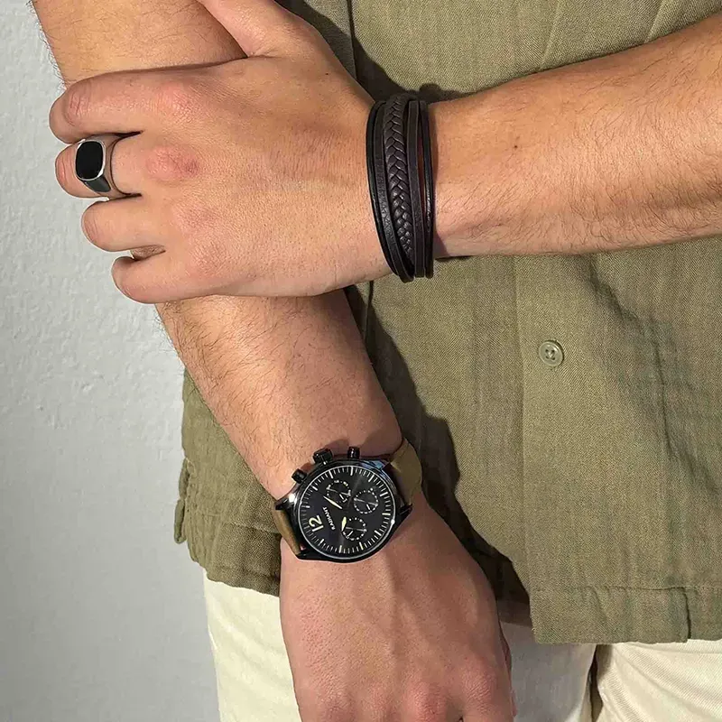 Pulseira Homem Cande Couro Castanho