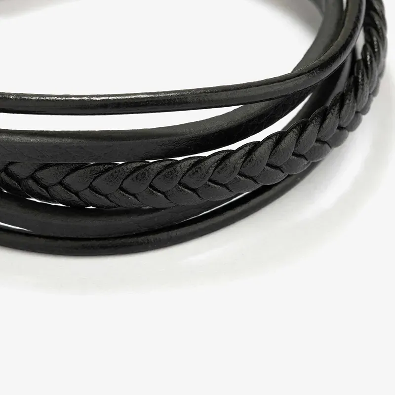 Pulseira Homem Cande Couro Preto