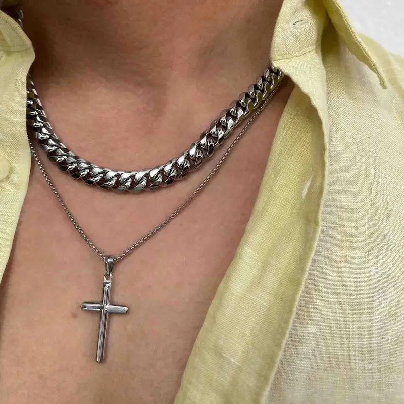 Colar Homem Mateo Cruz Fina Prateado