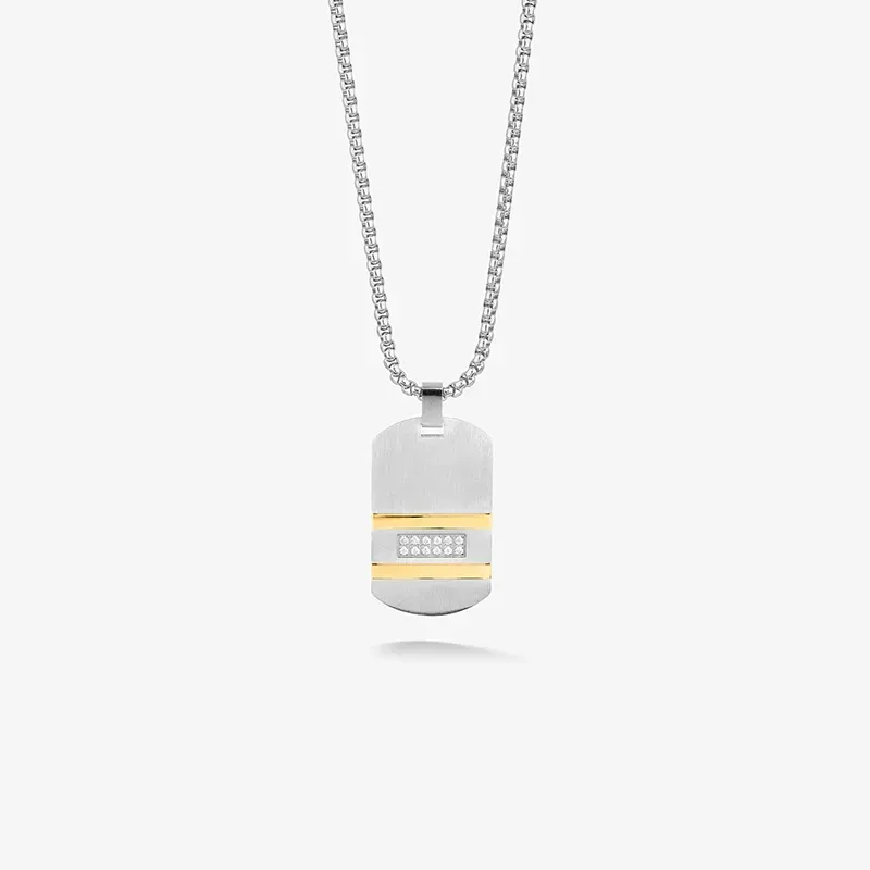 Colar Homem Martinez com Placa Prateada