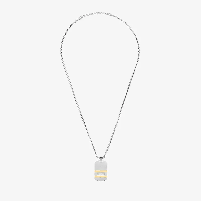 Colar Homem Martinez com Placa Prateada