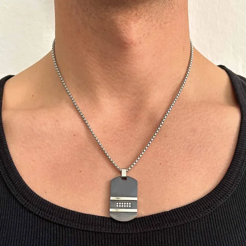 Colar Homem Martinez Preto e Prateado