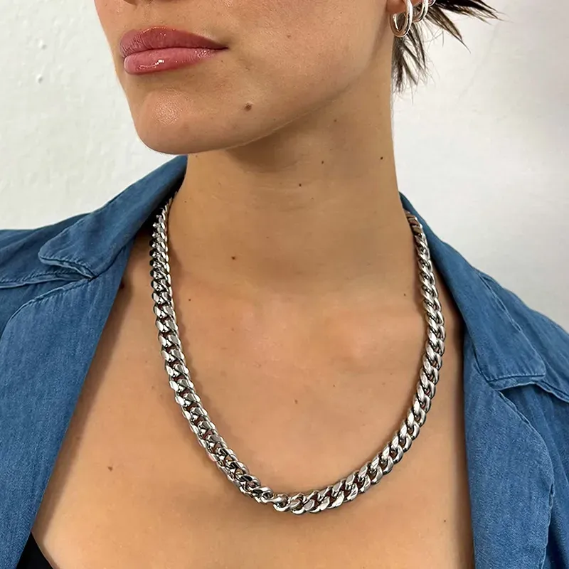 Colar Homem Musculitos Elos Prateado