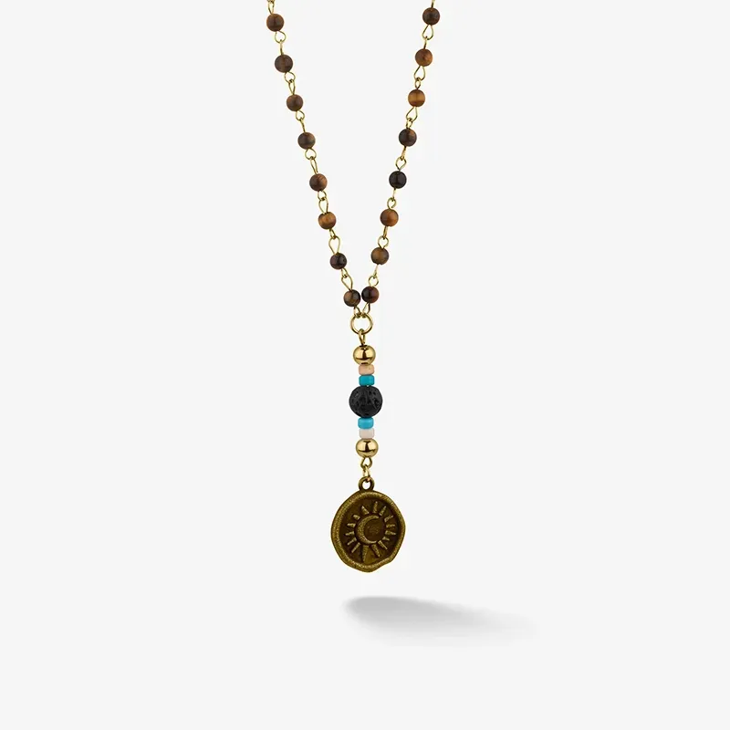 Colar Homem Palau Sol e Lua Dourado