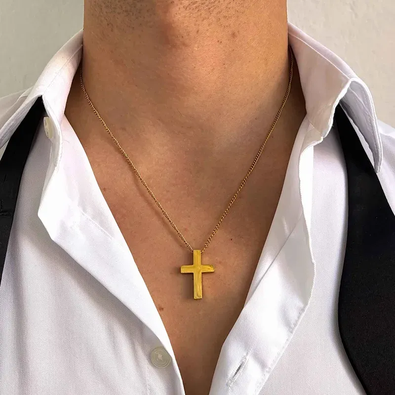 Colar Homem Mateo Cruz Lisa Dourada