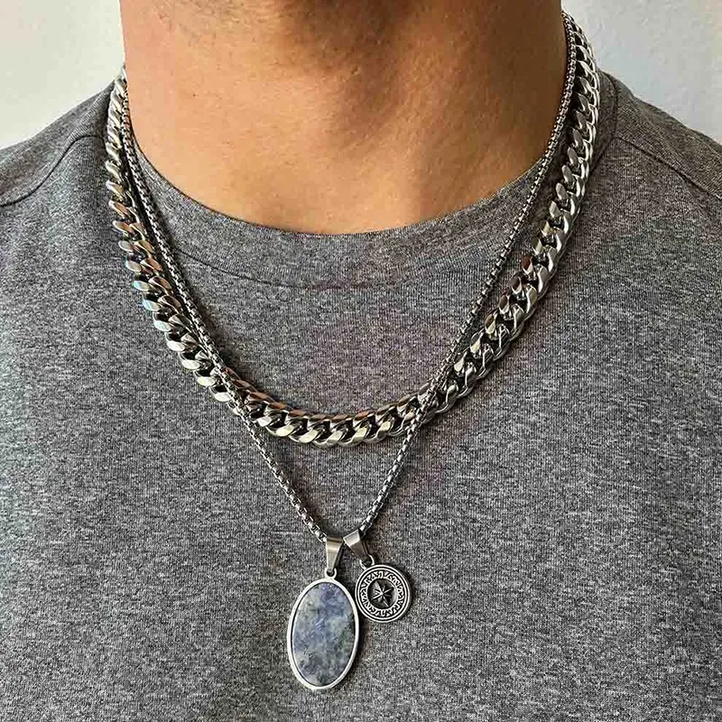 Colar Palau Homem Medalha Azul
