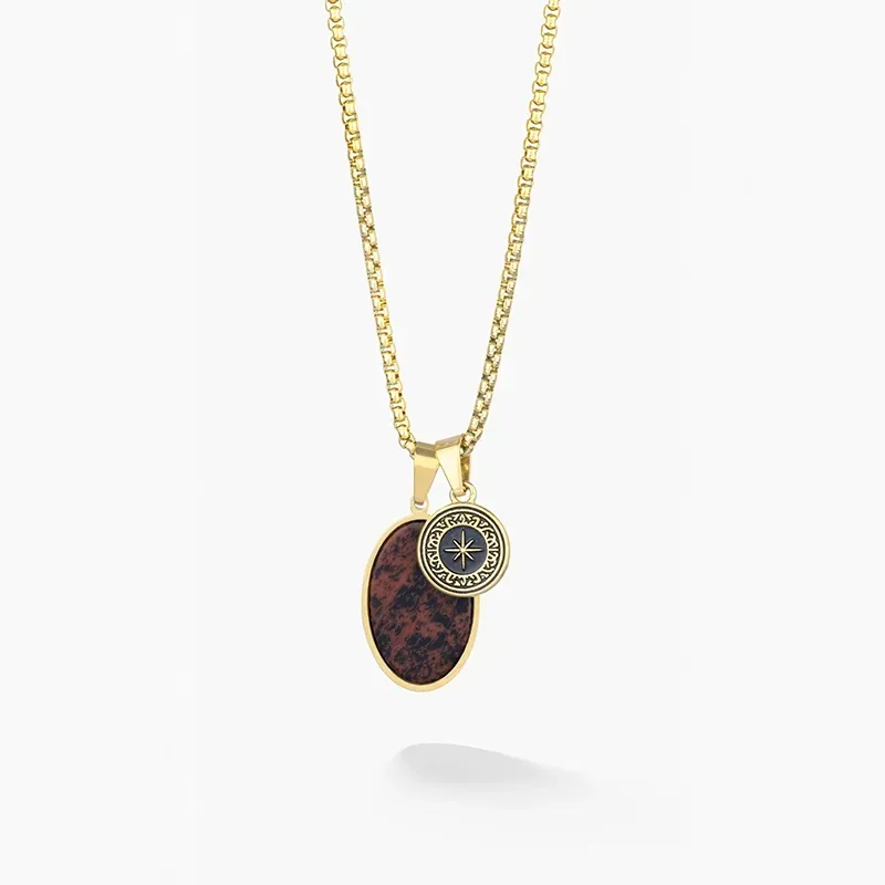 Colar Palau Homem Medalha Castanha
