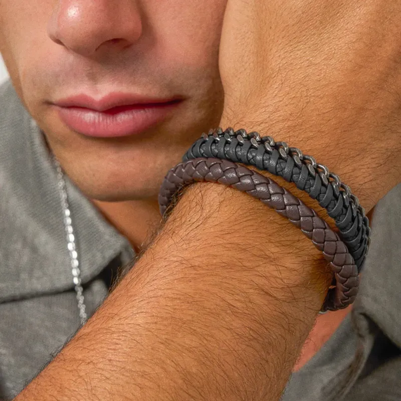 Pulseira Homem Nature Couro Preto | Radiant