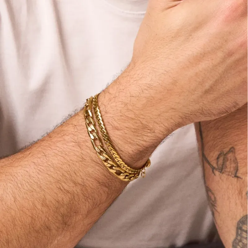 Bracelete Homem Padlock Texturado Dourado  | Radiant