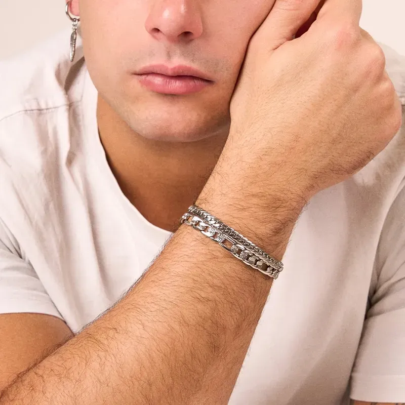 Bracelete Homem Flat Padlock Prateado  | Radiant
