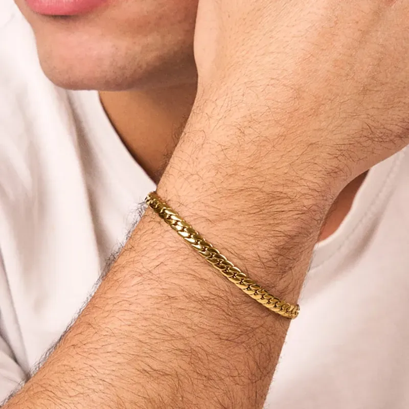 Bracelete Homem Flat Padlock Dourado  | Radiant