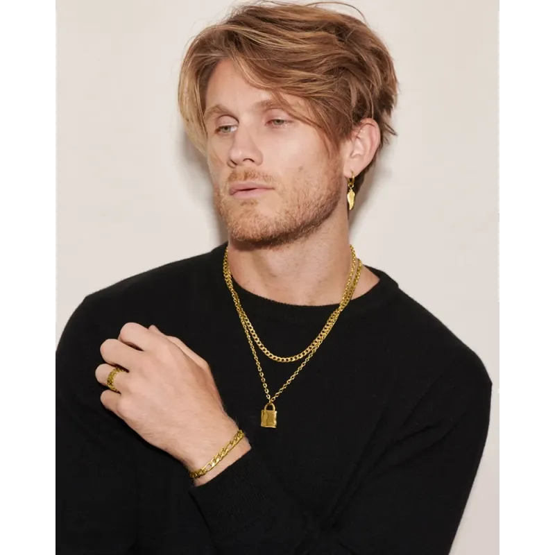 Colar Homem Flat Padlock Dourado  | Radiant