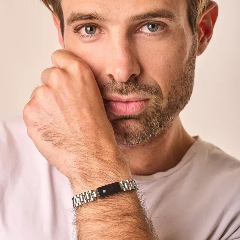 Pulseira Homem Preto/Prateada | Design Moderno e Versátil