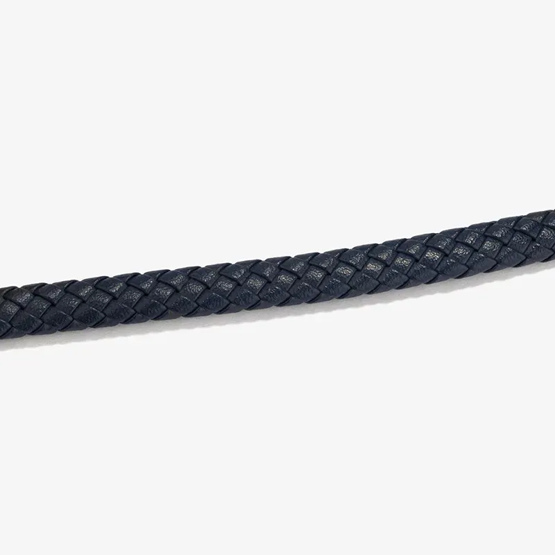 Pulseira Homem Trama Azul | Couro e Design Moderno