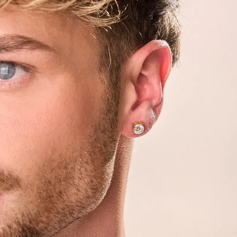  Brincos Homem Atlante Diamond Dourado | Elegância Brilhante