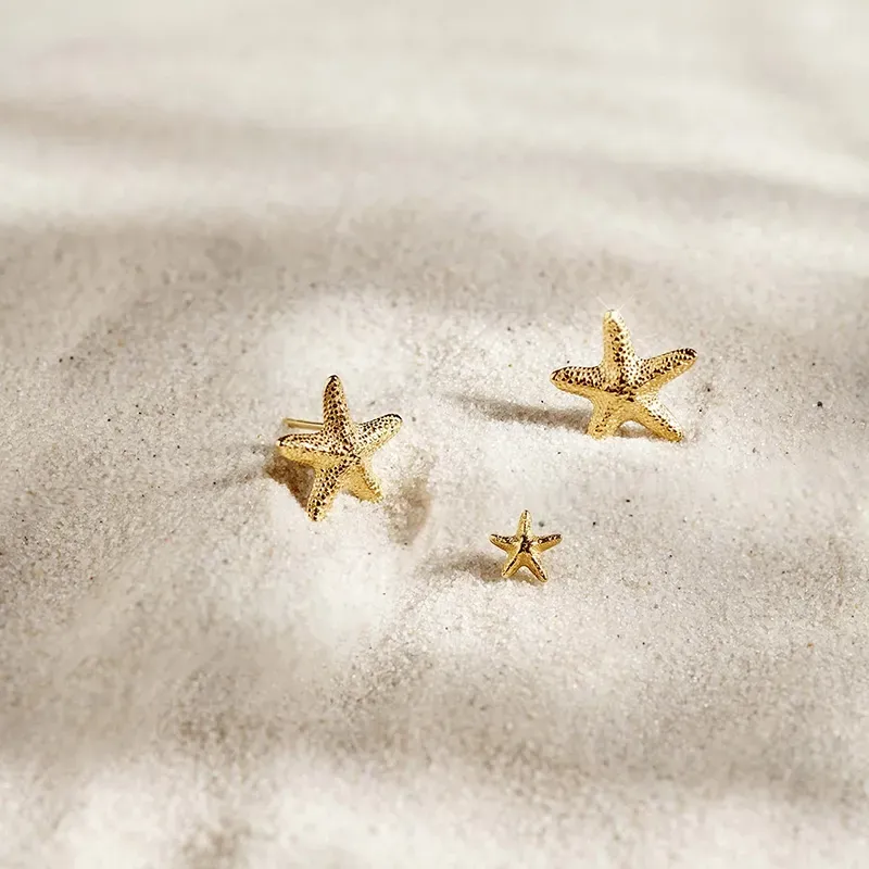 Piercing Dourado STARFISH Radiant Mulher Prata de lei