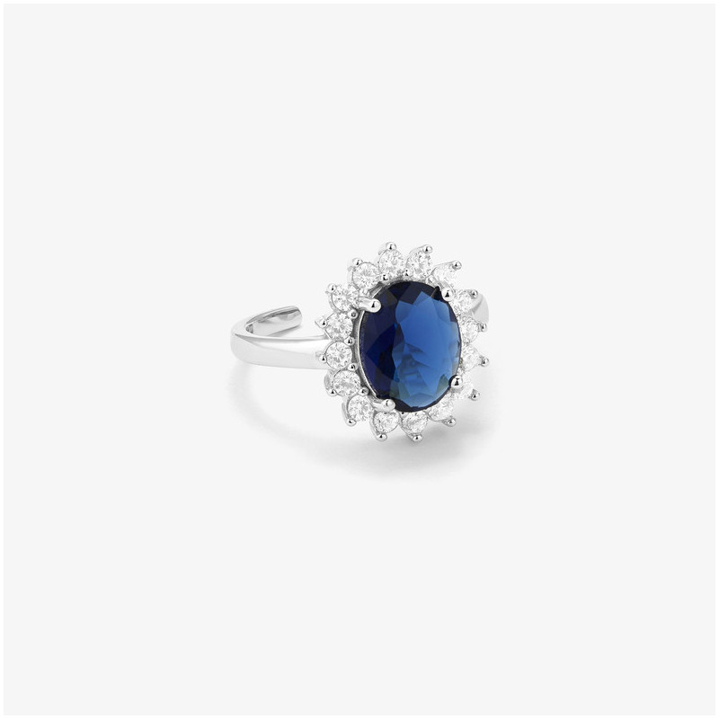 Anel de Prata com zircónias azuis coleção THE CROWN Radiant
