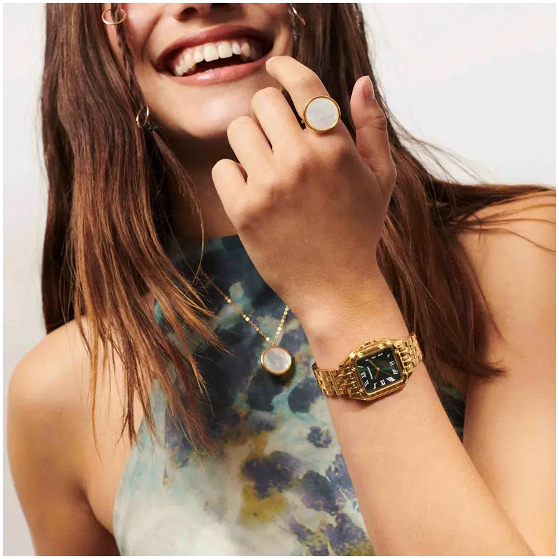 Anel redondo dourado com pérola MOTHER OF PEARL Radiant