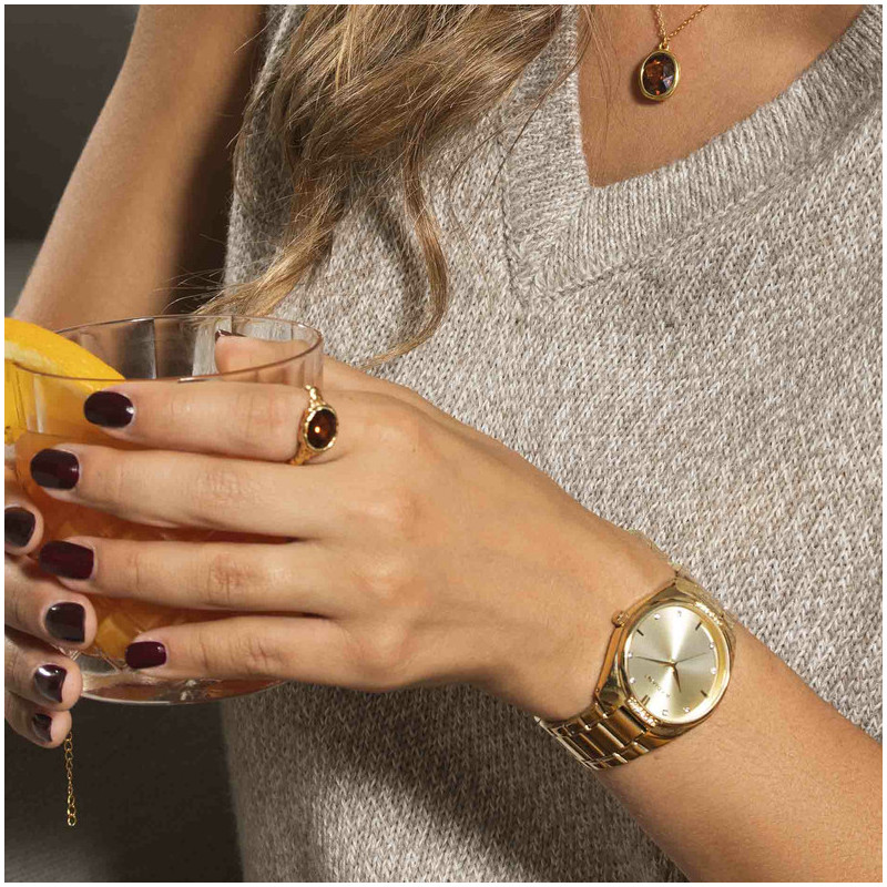 Anel dourado cristal caramelo coleção TEXTURES Radiant