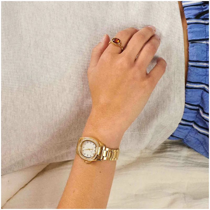 Anel dourado cristal caramelo coleção TEXTURES Radiant