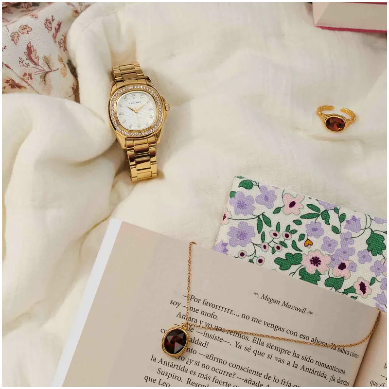 Anel dourado cristal caramelo coleção TEXTURES Radiant