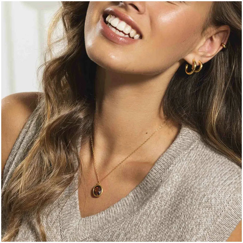 Colar dourado cristal caramelo coleção TEXTURES Radiant