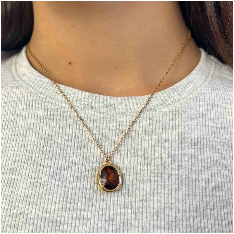 Colar dourado cristal caramelo coleção TEXTURES Radiant