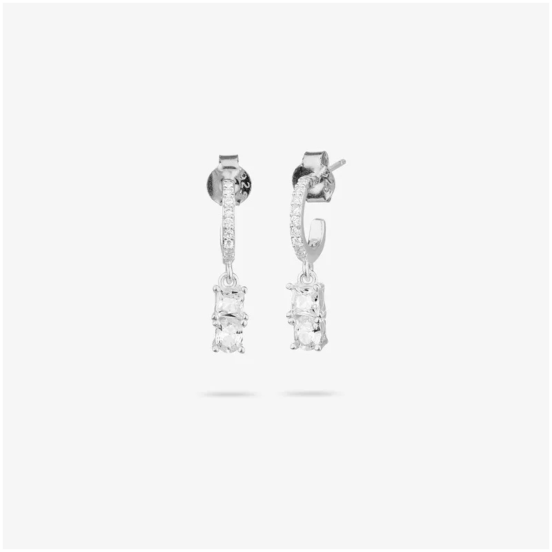Brincos de Prata cristal branco coleção THE 21TH CENTURY Radiant