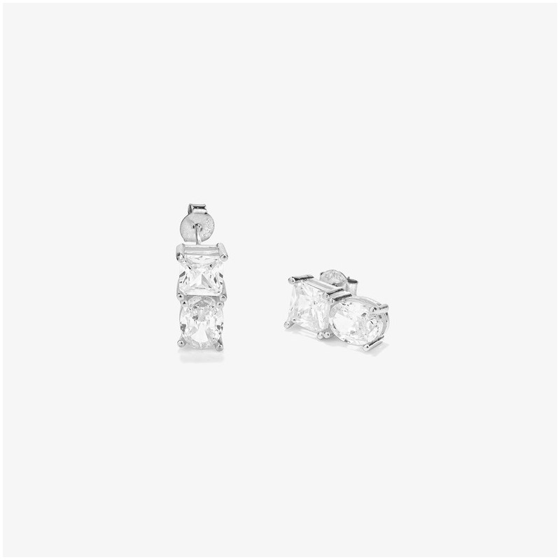 Brincos de Prata cristal branco coleção THE 21TH CENTURY Radiant