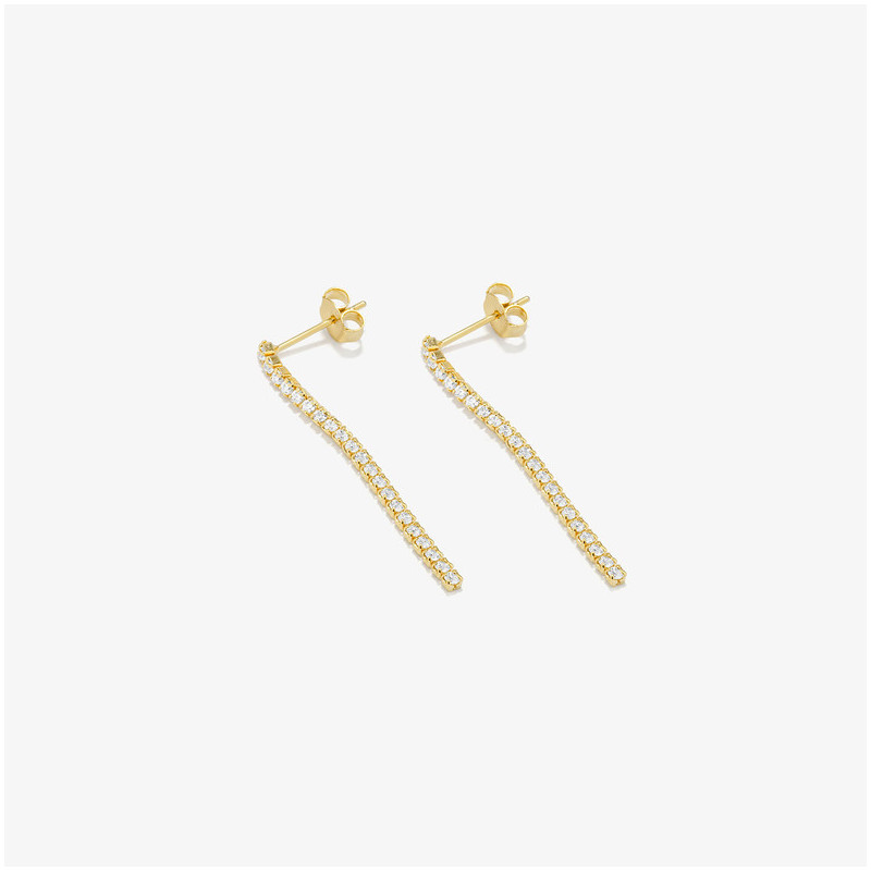 Brincos dourados pedra branca coleção FIRST CLASS Radiant