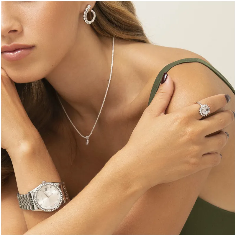 Colar de Prata cristal branco coleção FIRST CLASS Radiant