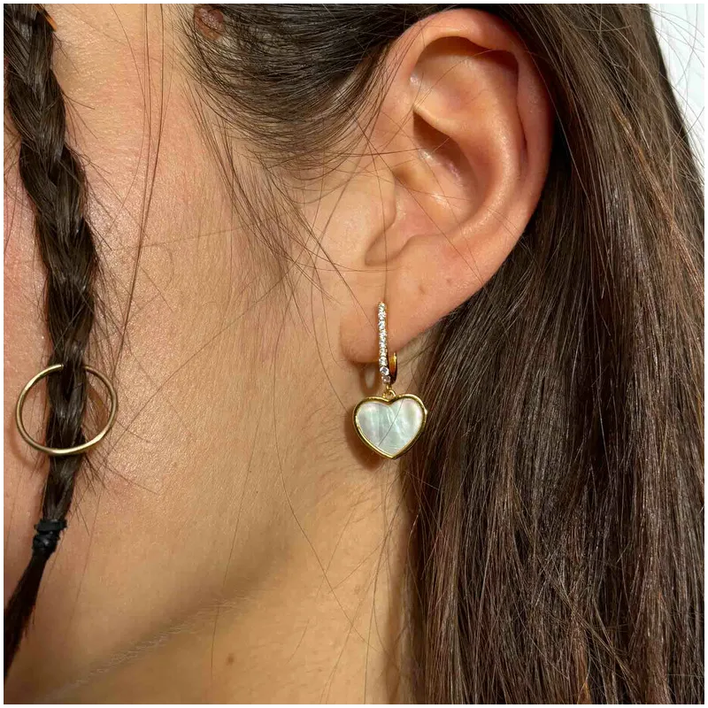 Argolas Coração Madrepérola