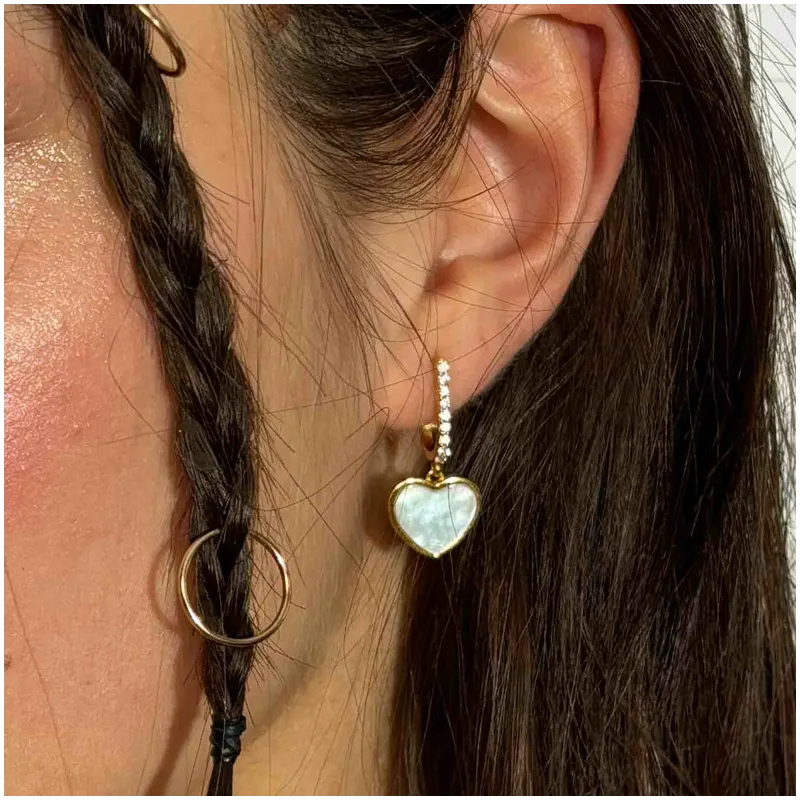 Argolas Coração Madrepérola