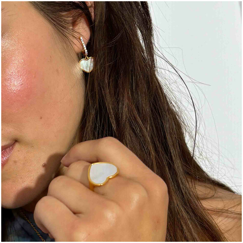 Argolas Coração Madrepérola