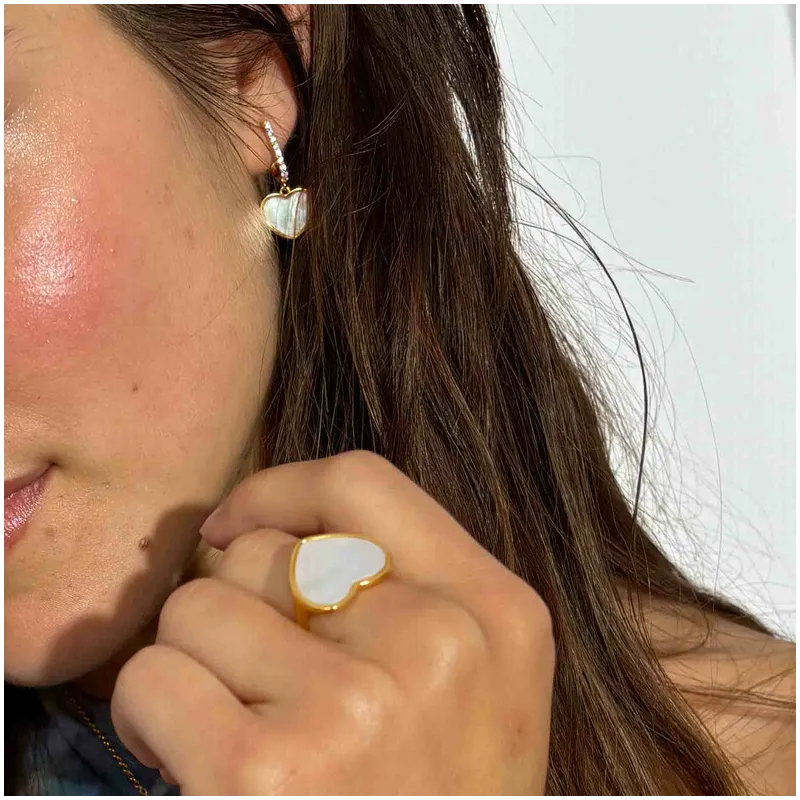 Anel Selo Coração Madrepérola