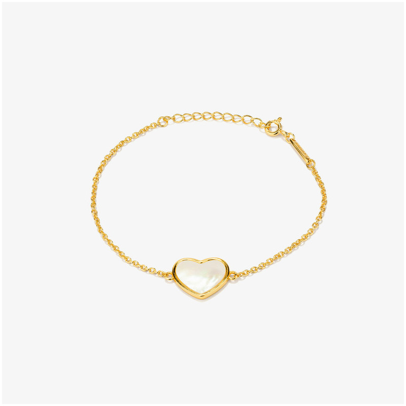 Pulseira Coração Madrepérola Dourada