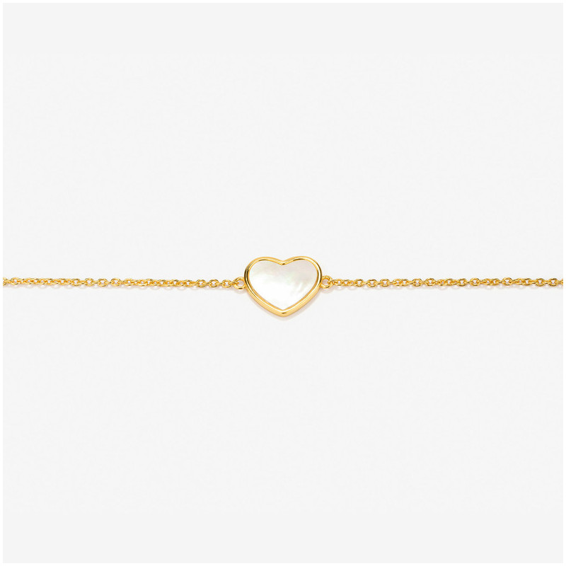 Pulseira Coração Madrepérola Dourada