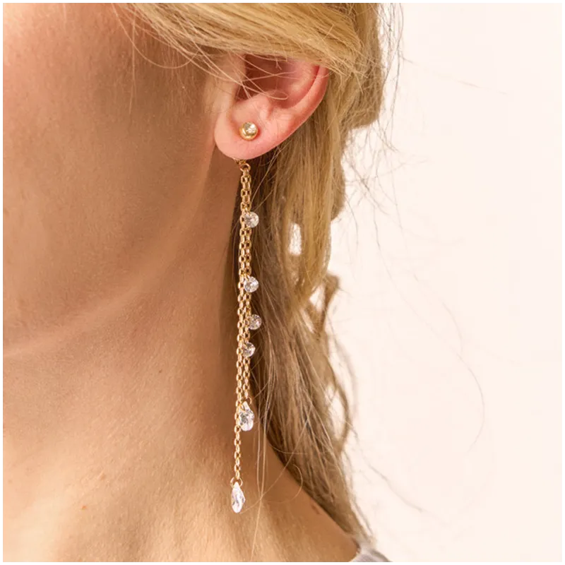 Brincos Mulher Compridos Myfair dourados | Design Elegante