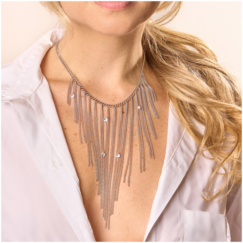 Colar Mulher Myfair Fringe prateado | Design Contemporâneo com Franjas