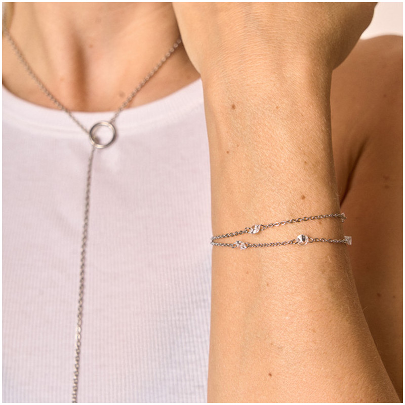 Pulseira Mulher Myfair prateada | Design Sofisticado em Aço Prateado