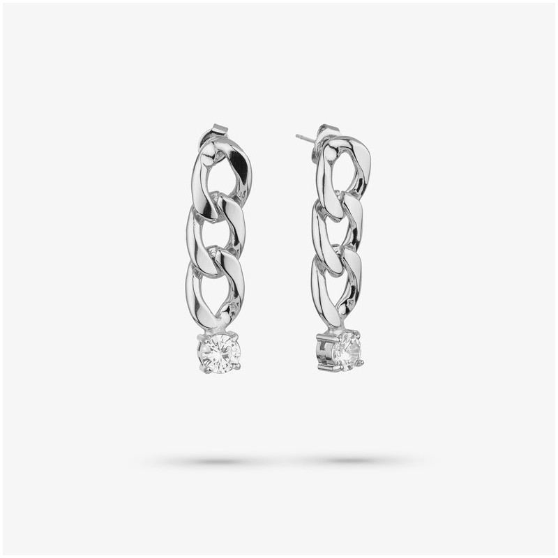 Brincos Mulher Gaga Chain Prateados