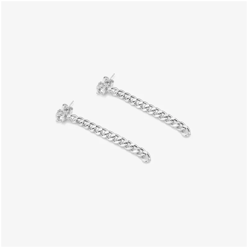 Brincos Mulher Compridos Gaga prateados | Design Moderno