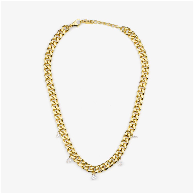 Colar Mulher Gaga Queen dourado | Elos Dourados com Detalhes Refinados