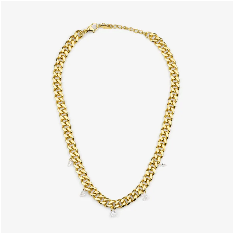 Colar Mulher Gaga Queen dourado | Elos Dourados com Detalhes Refinados