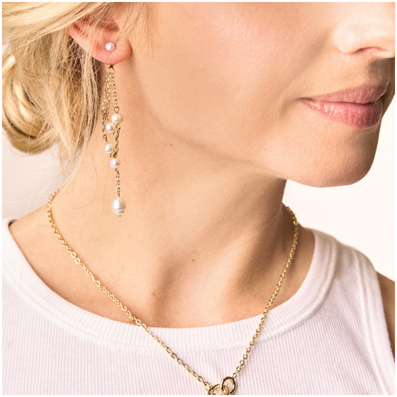 Brincos Mulher Bridgerton Pearl dourados | Design Elegante com Pérola