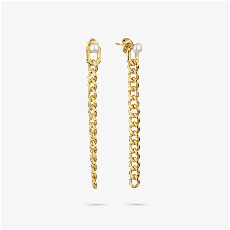 Brincos Mulher Emily Chain dourado | Pendentes Prateados