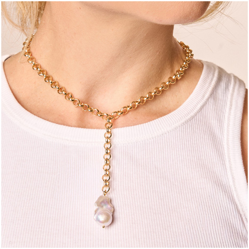 Colar Comprido  Mulher Emily dourado | Design em Aço Dourado